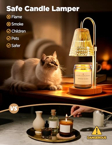 TATAANTY Candle Warmer Lamp with Timer Dimmable, Height-Adjustable Candle Warmer with 2 Bulbs, Melt Wax Warmer Lamp, House...