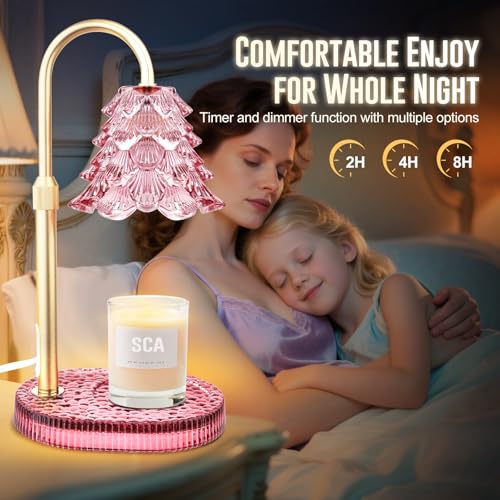 Christmas Tree Shape Candle Warmer Lamp with Timer Dimmable Adjustable Height Wax Warmer Lamp for Jar Candles With 2 Bulb...