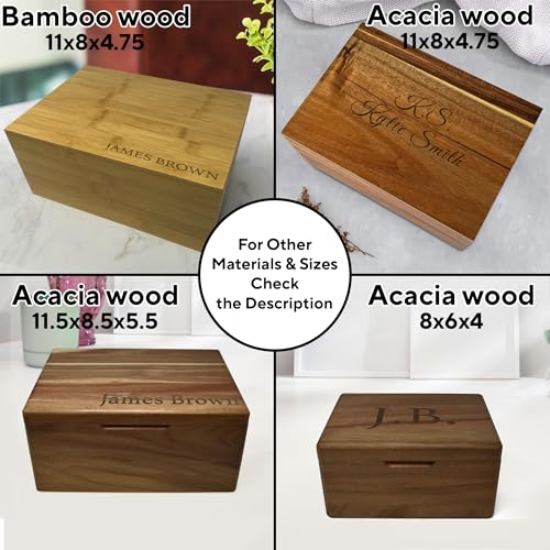 Wooden Keepsake Box Large - Personalized Memory Box, Acacia Wood Chest with Lid, Engraved Hidden Message, Decorative Memor...
