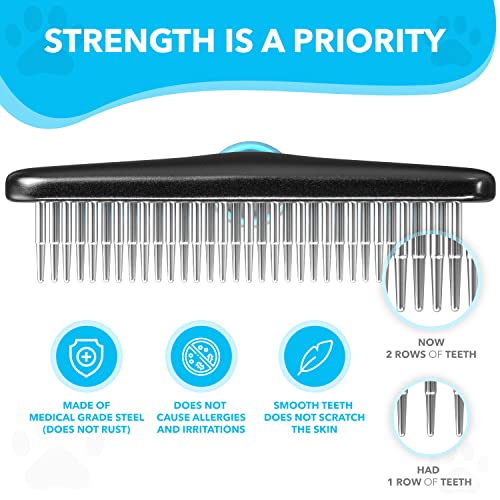 DOGI Deshedding Brush - Undercoat Rake for Dogs, Cats, Matted, Short, Long Hair Coats - Double Row Stainless Steel Pins - ...