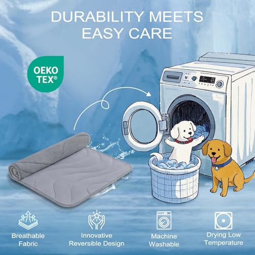 Cozyide Dog Cooling Mat, Large Cooling Mat for Dogs, Reversible Pad for Pet, 36" L x 23" W, Dark Grey