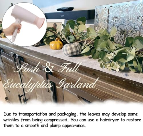 Ouddy Decor Eucalyptus Garland 6.56 Ft Lush Silver Dollar Leaves Boxwood Artificial Faux Greenery Vines for Baby Shower We...
