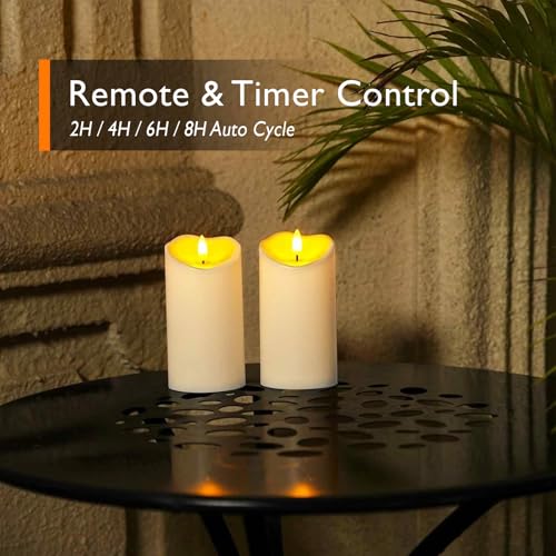 Homemory 6"x3" Outdoor Waterproof Flameless Candles, LED Candles, Battery Operated Candles with Remote and Timers, Electri...