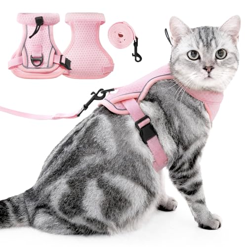 Occupiedpet Escape Proof Cat Harness and Leash Set, Step in Vest Style Adjustable Breathable Mesh Cat Harness for Small Me...