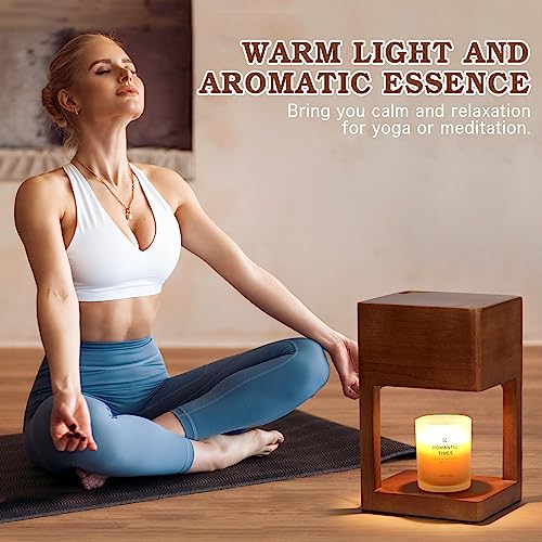 Candle Warmer Lamp Wood with Timer, Dimmable Electric Candle Lamp Warmer for Jar Candles, 2*35 Watt Bulb, Mothers Day Birt...