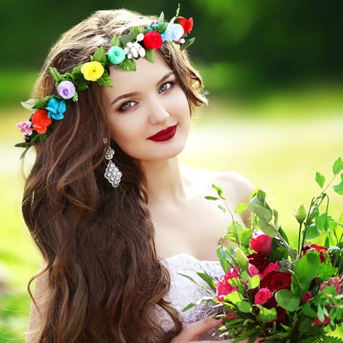 Zeyune 20 Sets Spring Tea Party Favor Flower Crowns Making Kit, Make Your Own Flower Crown Wreath Garland Headbands Craft ...
