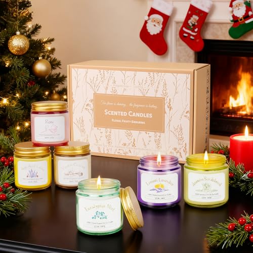 6 Pack Candles for Home Scented | Aromatherapy Candles Gift for Women,Soy Wax Long Lasting Jar Candles Gift Set for Women ...