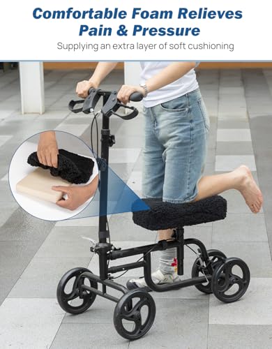 JOYTUTUS Knee Scooter Cushion Cover, Knee Scooter Pad for Comfort, 1.2" Thick Foam Cushion Knee Walker Accessories with Re...