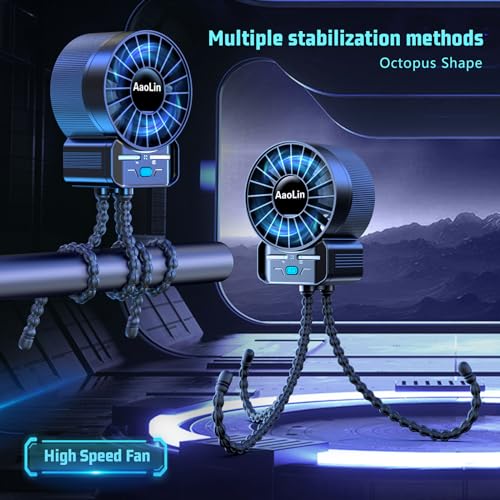 2 Pack Multifunctional Portable Stroller Fan 4 Speed 6600rpm High Speed Usb Rechargeable Personal Mini Handheld Fan Extend...