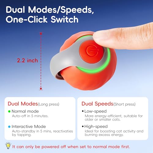 Potaroma Moving Ball Cat Toys with Feather Tail, Rechargeable 2025 New Interactive Toy for Indoor Cats Exercise, Smart Int...