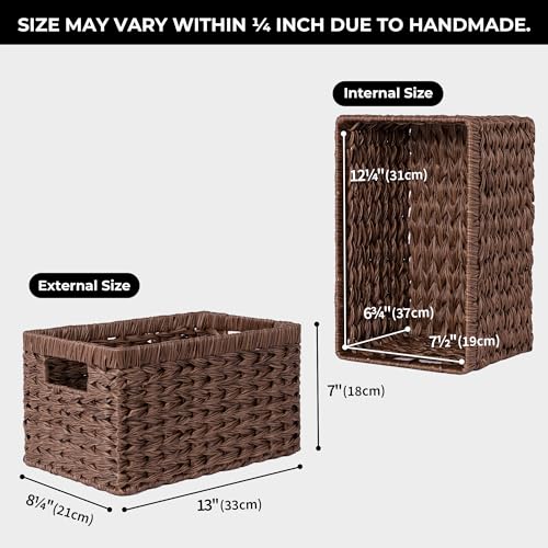 GRANNY SAYS Wicker Storage Baskets for Shelves, Wicker Baskets for Organizing, Waterproof Woven Basket for Pantry, Rectang...