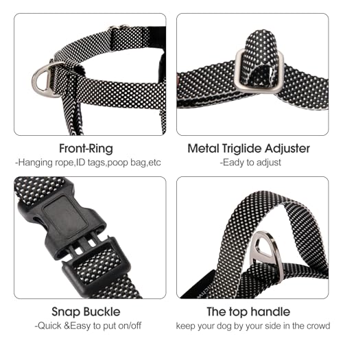 Annchwool Adjustable Dog Harness-Lightweight No Pull Dog Harness with Handle for Small & Medium and Large Dogs-Front Clip ...