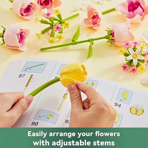 EWED Tulip Rose Flowers Building Sets, Gift for Mothers Day, Flower Bouquet Compatible with Lego Flowers Botanical Collect...