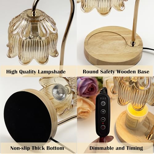 Candle Warmer Lamp With Timer Dimmable, Scented Wax Melts Warmer Lamp,Electric Flameless Fragrance Candle Warmer For Candl...