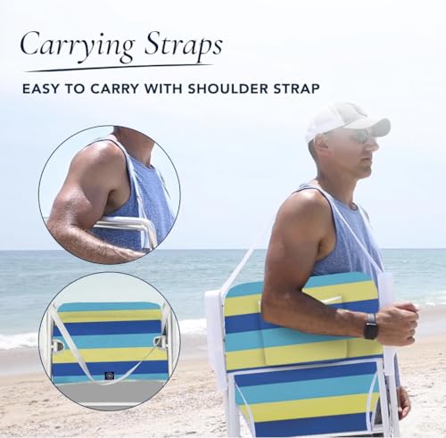 CARIBBEAN JOE Folding Beach Chair, 1 Position Lightweight and Portable Foldable Outdoor Camping Accessories with Carry Str...