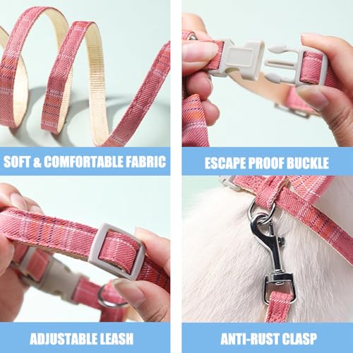 WELLYUK Cat Harness and Leash Set Escape Proof for Outdoor Walking Travel with Cute Red Check Bowtie, Kitten Soft Lightwei...