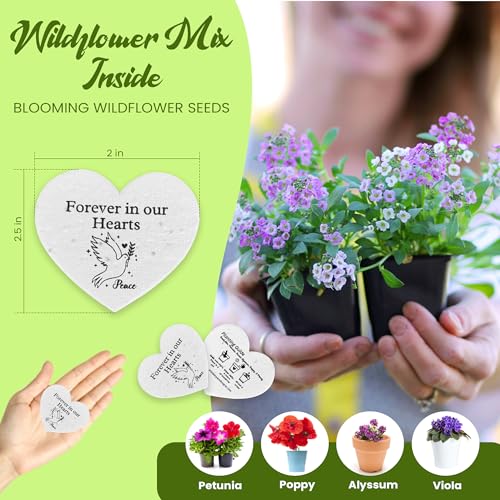 50 Plantable Seed Paper Funeral Favors for Guests - Handmade Seed Cards with Wildflower Seeds for Celebration of Life Even...