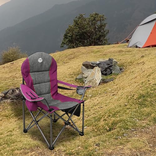 Northroad Oversized Portable Camping Chair, Full Padded Outdoor Folding Chair Support 350 LBS, Heavy Duty Lawn Chair with ...
