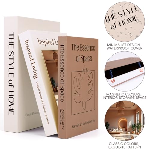 XKDOUS Set of 3 Aesthetic Decorative Books for Home Decor Coffee Table Books Hollow Keepsake Photo Storage Boxes Modern Sh...