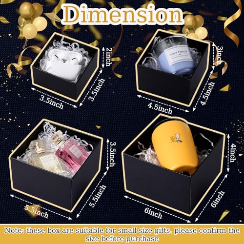 Marspark 4 Pcs Christmas Nesting Gift Boxes with Lids Stackable Square Nested Boxes Set with Ribbon Large to Small Size Pr...
