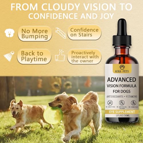 Aura Pets Advanced Vision Formula for Dogs - Eye Health Support with Lutein, Zeaxanthin & Astaxanthin - Helps Maintain Cle...