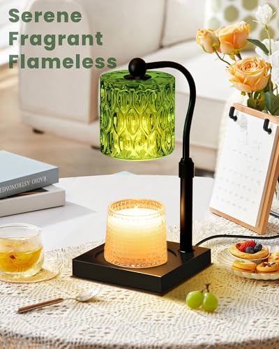 Candle Warmer Lamp Adjustable Height with Timer Dimmer, Dimmable Glass Wax Melt Warmer Light for Scented Jar, Present for ...