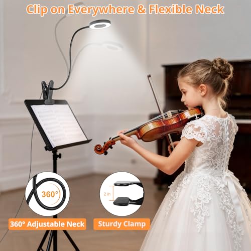 Woputne Desk Lamp Clip Light, 10 Dimmable Brightness 3 Light Modes Reading Light, Clamp Bedside Lamp for Painting, Craft, ...