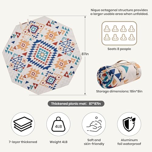 ALLBFENG 87 in * 87 in Waterproof Picnic Mat Picnic Blanket, Enlarged and Thickened Camping Mat, Larger Picnic Blanket, Su...