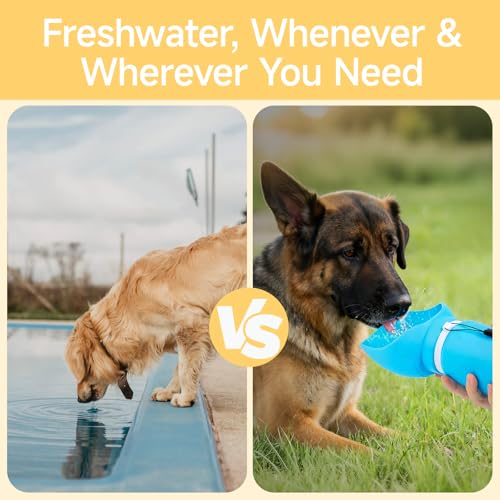 Dog Water Bottle, Leakproof Portable Water Bowl for Dog, Lightweight Water Bottle for Dogs, Food Grade Silicone, Collapsib...