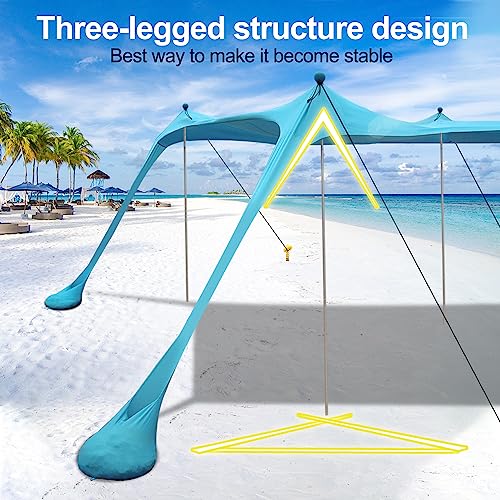 Beach Tent, Beach Canopy UPF50+ with Sandbags, Outdoor Shade 11x11 FT, Camping Tent Sun Shelter for Camping Trips, Fishin...