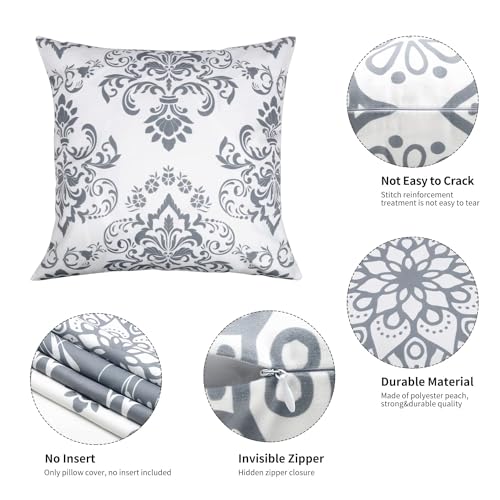 Coliuso Decorative Throw Pillow Covers 18x18 Set of 4, Grey and White Modern Simple Square Pillow Case Cushion Cover for S...