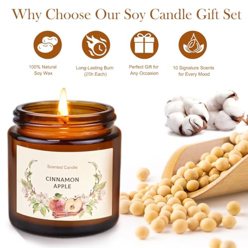 Scented Candles Set for Women Gifts, Soy Wax Candle 10 Pack, Long Lasting Aromatherapy Candles for Home, Birthday, Mother’...