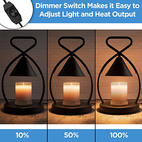 Candle Warmer Lamp with Timer - 1H, 2H, 4H, 2 Bulbs, Compatible with Jar Candles, Adjustable Light and Heat Output, Stylis...