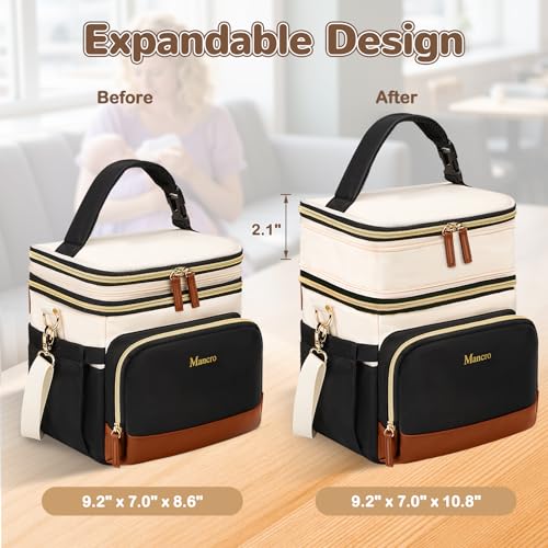 Mancro Expandable Breast Milk Cooler Travel Bag with Ice Pack, Double Layer Baby Bottle Bag Fits 6 Bottles Up to 9 Ounce, ...