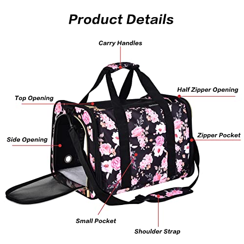 Petmolico Cat Carrier Soft-Sided Pet Bag for Small Medium Cats Puppies 16LBs - Airline Approved Pet Travel Carrier 3 Open ...