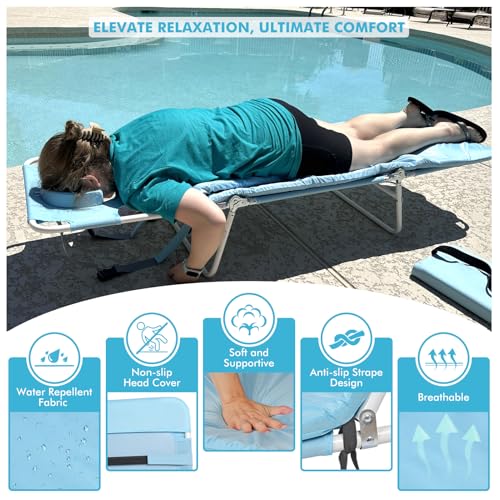 3 in 1 Women Comfort Backpack Beach Tanning Lounge Chair with Cushion Face Hole Softer Padded Adjustable Washable, Folding...
