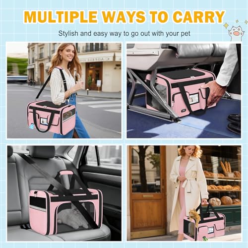 HUANLANG Soft-Sided Cat Carrier Airline Approved,Dog Carriers for Small Dogs Medium Cats,Pet Travel Carrier Up to 20 Lbs,C...