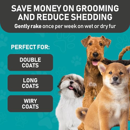 Maxpower Planet Pet Grooming Brush and 2X Grooming Gloves Combo - Double Sided Dematting, Deshedding Undercoat Rake for Do...