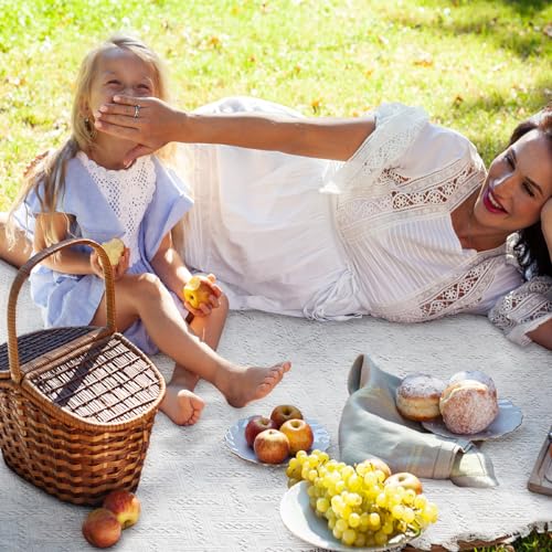 VitalCozy Waterproof Picnic Blankets 71×71 inch Outdoor Blanket Foldable 2 in 1 Double Layer Sandproof Beach Mat with Carr...