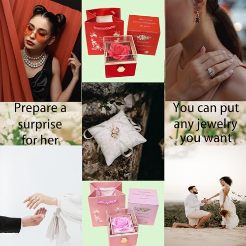 JYCMMFC Romantic Gifts for Her Rose Ring Box Jewelry Box Artificial Flowers Eternal Rose Box Anniversary Wedding Valentin...