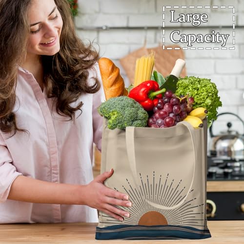 YeiHe Vintage Boho Tote Bag Aesthetic, Boho Sun Sunshine Ocean Wave Canvas Tote Bag for Women, Boho Gifts for Women, Boho ...