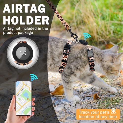 SCENEREAL Adjustable Cat Harness and Leash Set with AirTag Holder, Escape-Proof Design for Small to Large Cats, Lightweigh...