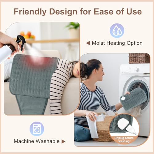 IGXHAVIZ Heating Pad for Back Pain Relief, Electric Heating Pad for Period Cramps Neck Shoulders with Belt, 4 Timer 6 Heat...