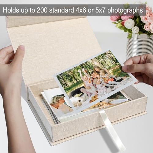 Sprsthai 5x7 Archival Photo Storage Box with Lid – Stackable Memory Keepsake Organizer for Photos, Certificates, Jewelry &...