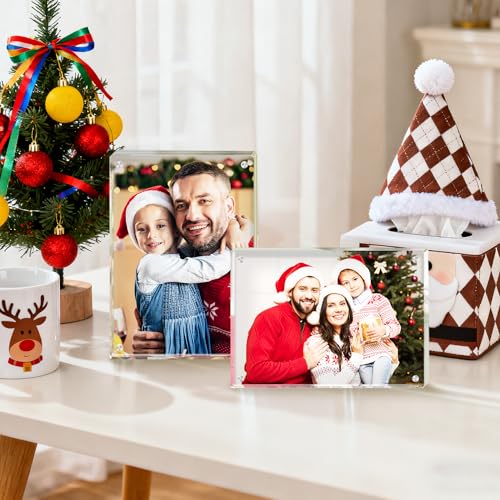 Fisnish 4x6 Acrylic Picture Frame Set of 6, 20mm Thick, Double-Sided Transparent Magnetic Frameless Photo Frame, Desktop F...