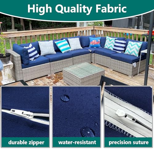 FLYMEI Patio Cushion Covers 24x24x4 Waterproof Outdoor Cushion Cover Replacement 2Packs Outdoor Seat Cushion Slipcover for...