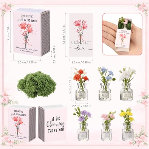 VioraWhite 12 Sets Thank You Gifts for Women Mother's Day Bulk Gifts Include Mini Glass Vase with Flower Floral Cards and ...