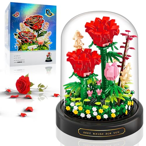 Linkowin Flower Bouquet Building Set - 593PCS Rose Flower Plants for Botanical Collection - Romantic Gift for Mother's Da...