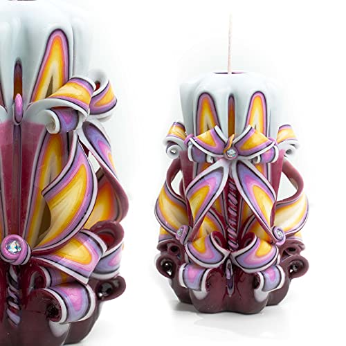 Carved Candle Artisan, Handcrafted Decorative Dipped, Home Decor, Fancy Unique Birthday Gift, New Year, Large, Thanksgivin...