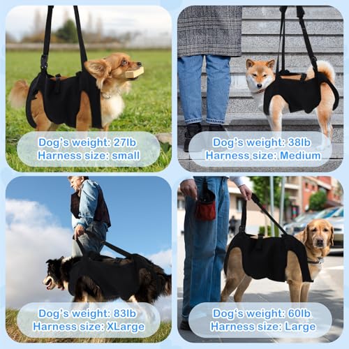 Shinylin Dog Carry Sling Emergency Backpack Pet Legs Support and Rehabilitation Dog Lift Harness Adjustable Lifting Straps...
